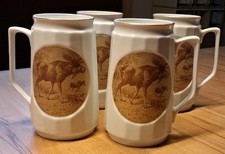 ćmielów Cmielow 4 Große Porzellan Prunk Krüge Jagd Elch Elchkuh Gold Vase 1l Rar