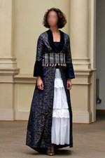 Blauer Brokat-Mantel Überwurf