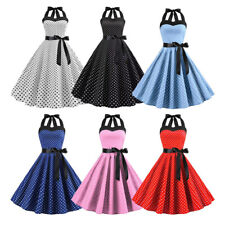 Damen Vintage 50 60er Rockabilly Midikleid Petticoat Partykleider Cocktail S-2XL