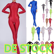 Damen~ÖL Glanz Bodystockings Langarm Einteiler Ganzkörperanzug Jumpsuit Overalls