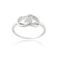 925 Silber Diamant Akzent Liebesknoten & Blume Versprechen Ring