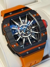 Haofa Automatik Skelett Herrenuhr Herren Uhr Luxus Carbon Silikon Orange OVP