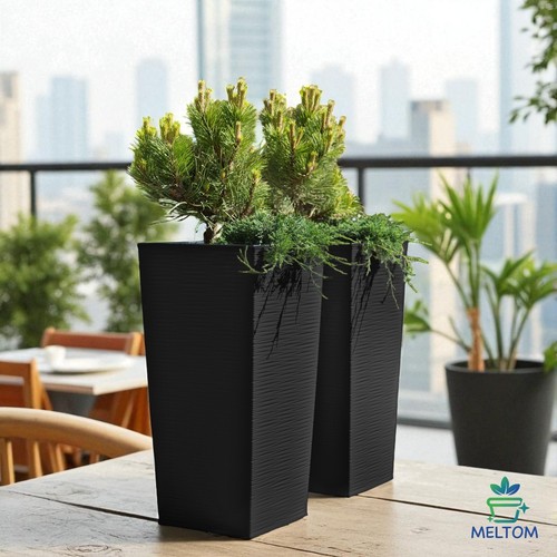 Blumentopf hoch eckig rillen - blumentopf,