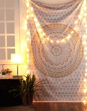 Exclusives Gold-Mandala Wandtuch Tagesdecke Strandtuch Boho India Style
