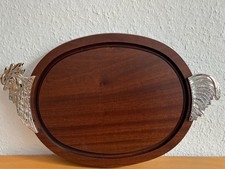 Rustikales Servierbrett Holzbrett Metall Hahn Wurst Fleisch Platte unbenutzt