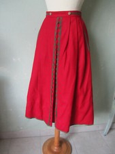 Perry Rock Trachtenrock Trachten rot warm wadenlang 100% Wolle Winter Größe 40 L