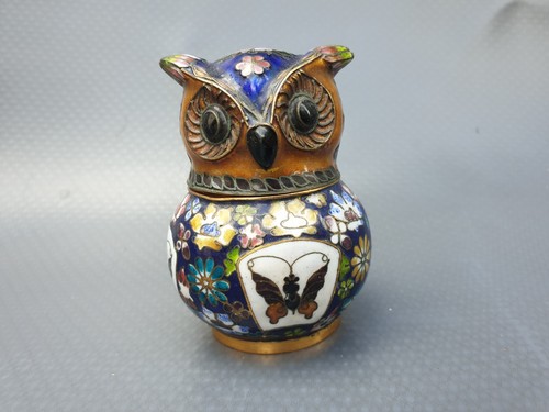 Cloisonne eule dose deckeldose - cloisonne,