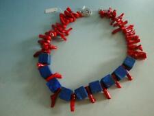 RS0519-250: Schönes modernes Design Collier Halskette Koralle Lapislazuli Block