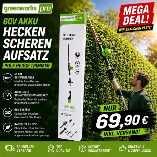 Greenworks pro 60v pole hedge - greenworks,