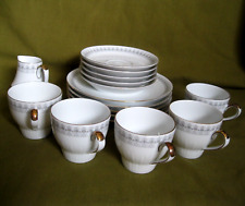 Scherzer Kaffeeservice Vintage, für 5 Personen, graue Bordüre, Relief, Goldrand