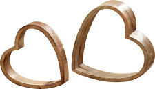 Mango Holz Deko Herz 2er Set - 28 / 22 cm - Dekoherz Tischdeko Holzherz Hochzeit