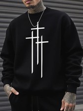 Kreuz Herren Pullover Sweatshirt Pulli Christlich Mode Streetwear bis 5XL