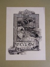 Exlibris. F. C. V Lane his Book. Motiv: Zeltende, Schwimmer, zwei Ruderriemen, H