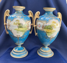 Paar antike Nippon Porzellan Vasen L&C grüne Markierung (Liberty?) verschraubter Sockel