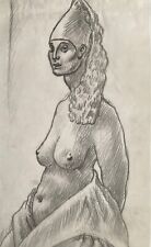 Nachlass Horst Drechsel, Berlin, unsignierte Kohlezeichnung, weiblicher Halbakt