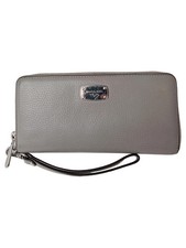 MICHAEL KORS Damen Clutch Grau Leder Reißverschluss Elegant 22x11cm