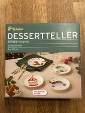 TCM Tchibo Dessertteller mit Goldoptikdekor -- 4er-Set Weihnachten -- Neu OVP