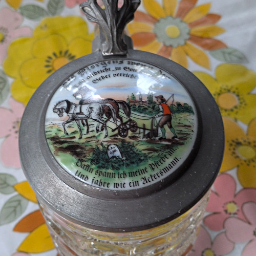Glas bierkrug mit zinndeckel - mit,