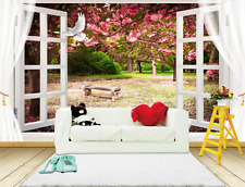 3D Fenster Garten Tauben 41