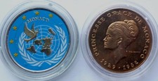2 Münzen Monaco 1982 mit 10 Francs Fürstin Gracia Patricia  Grace Kelly + 2 Euro
