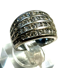 Solider 925 Silber Ring Cocktail Silberring CZ Besatz Handarbeit Ø 16 mm RG 50