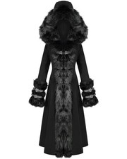 Devil Fashion Damen Lang Gothic Lolita Kapuze Winter Mantel Jacke Schwarz Kunst