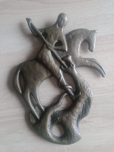 Bronze wandskulptur georg - hl.,