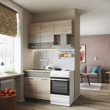 Küche ALINA 130 cm Küchenzeile Einbauküche Küchenblock Singleküche Sonoma Eiche