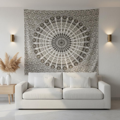 Mandala wandteppich golden - wandteppich,