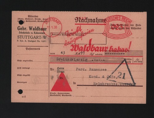 Stuttgart nachnahme postkarte - stuttgart,, nachnahme-postkarte