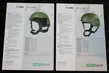 MSA GALLET , Gefechtshelm TC 3000 u. 3001, zwei ältere Original Werbe Blätter