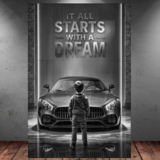LEINWAND BILD ER XXL ABSTRAKT AUTO GT IT ALL STARTS WITH  A DREAM WAND POSTER