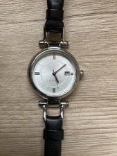 ** ESPRIT ** Damen Uhr ** Silber / Lederarmband Schwarz ** wie NEU **
