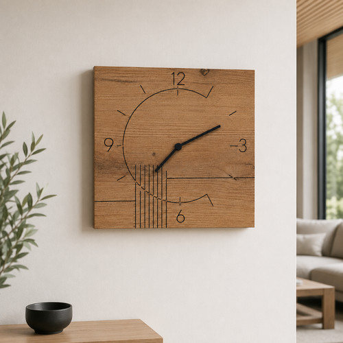 Design wanduhr 30x30 holzoptik - design,