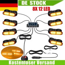 8x 12LED Frontblitzer Blitzlicht Warnleuchte Strobe Licht Auto LKW KFZ 12V/24V