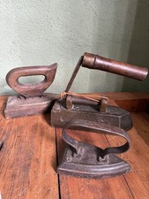 3 x Bügeleisen antik alt Holzgriff Metall