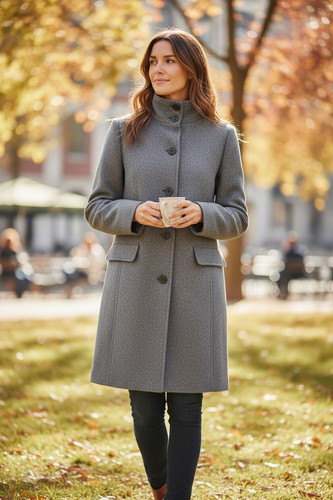 Damen wollmantel mit - damen, kleinem