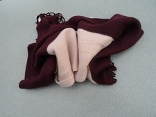 Damen Strickschal 2farbig brombeer/rosa mit Fransen 180 x 50 cm