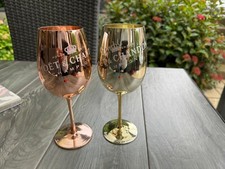 2 x Moët Chandon Champagner Glas Gold / Bronze Echtglas Gläser Sekt Kelch