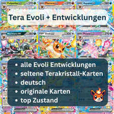 Evoli und Entwicklungen Set EVOLITION Tera ex Pokemon PRE Prismatische Geschenk