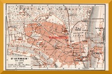 St. Germain +Über 100 Jahre alter Stadtplan+ PARIS +historique plan de ville