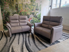 Hukla Sitzgruppe (2x 2-Sitzer) N3216 Echtleder Credo granit, Longlife Semi – Ani