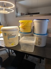 Eimer mit Deckel, Kunststoff, Lebensmittelecht, 6 Stück