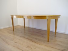 Biedermeier Tisch Birke ausziehbar auf 210 cm mit 2 Platten Original um 1940