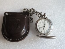 Vintage alte Excellanc  POLO CLUB - Taschenuhr mit Leder Etui und Kette - MG 47
