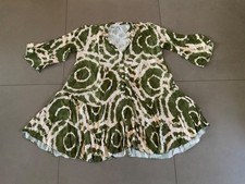 Markenlose Tunika grün/beige  weiter Schnitt 3/4 Trompetenärmel