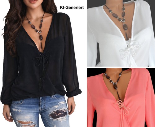 Damenbluse wickelbluse langarm - damenbluse,