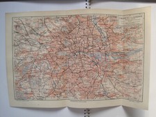 Antike Landkarte Stadtplan"LONDON -UMGEBUNG v. LONDON mit Namen-Register um 1900