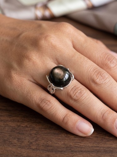 Obsidian ring schwarz - obsidian,
