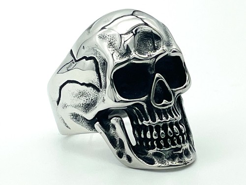 Skull edelstahl ring - edelstahl, biker